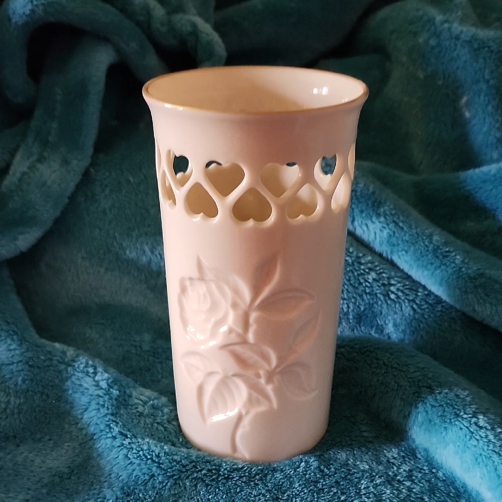 Lenox Cream Vase with Floral Cutouts and Organic Design